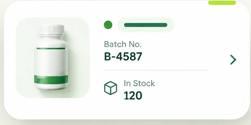 Batch number and in-stock count in Wiseventory
